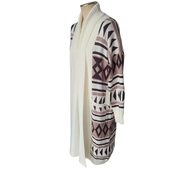 Joie Open Front Duster Sweater Cardigan Aztec - Picture 3 of 6